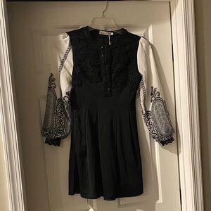 Elegant Black and White Lace Dress